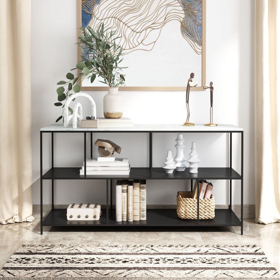 grail white black console table   