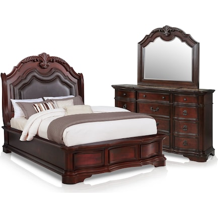 Gramercy Park 5-Piece King Bedroom Set with Dresser and Mirror - Mahogany