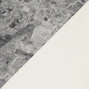 Artemis Marble Counter-Height Dining Table and 4 Upholstered Stools - Gray Marble/White