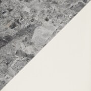 Artemis Marble Dining Table and 6 Upholstered Dining Chairs - Gray Marble/White
