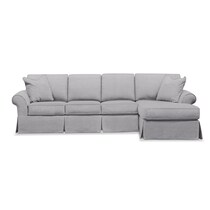 gray  pc slipcover sectional with left facing sofa and chaise   