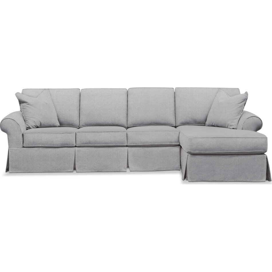 gray  pc slipcover sectional with left facing sofa and chaise   