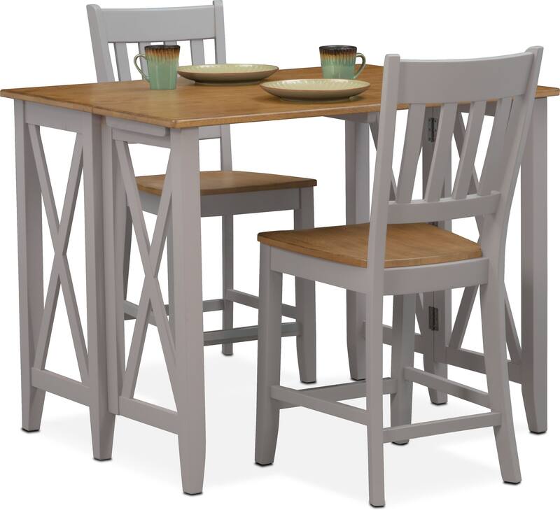 Nantucket Breakfast Bar and 2 CounterHeight SlatBack Dining Chairs