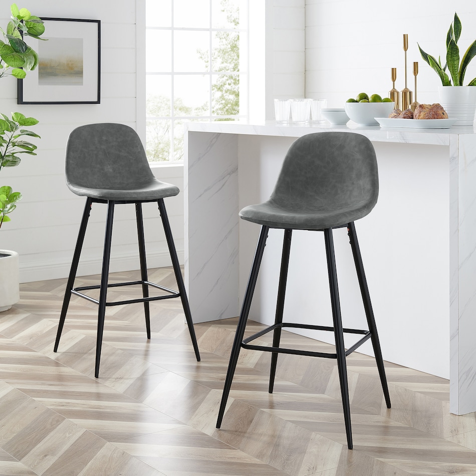 Bruno Bar Stool Set - Gray | Value City Furniture