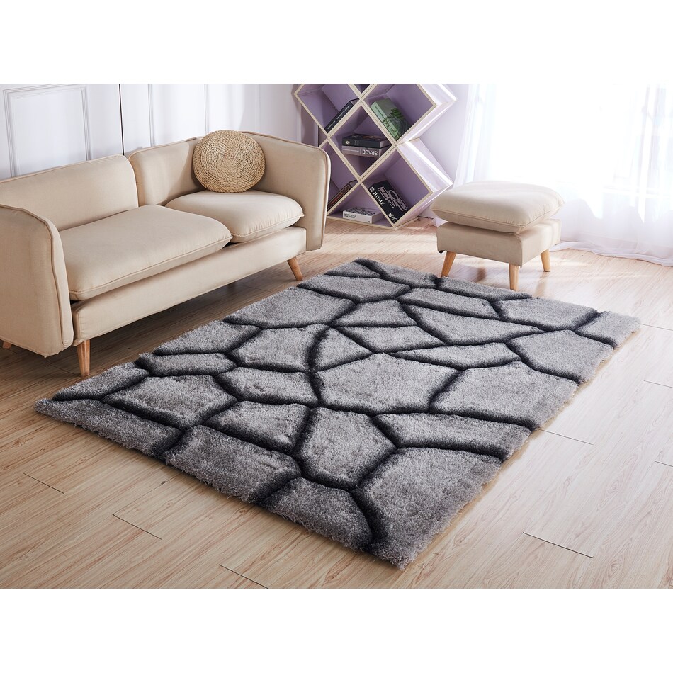Crush Area Rug Gray/Black Value City Furniture