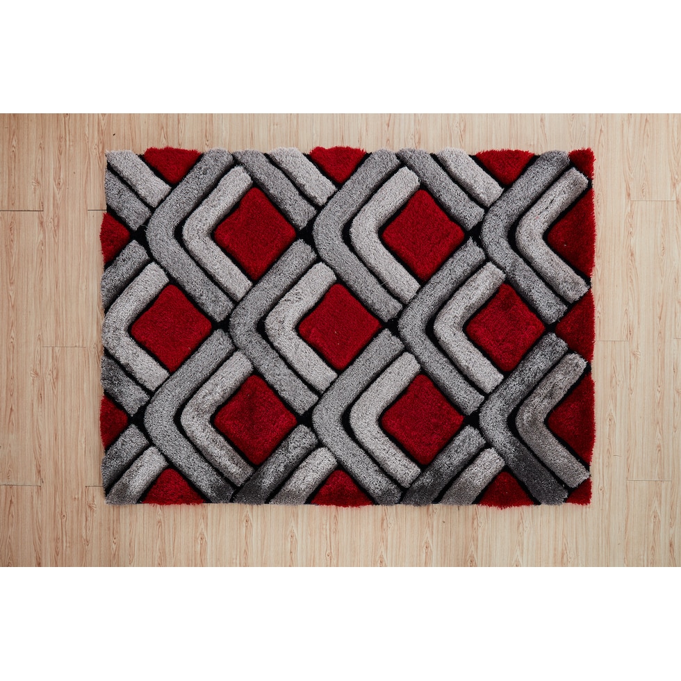 gray red area rug  x    