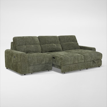 Grayson 3-Piece Power Extendable Sofa with Chaise - Green