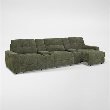 Grayson 5-Piece Power Extendable Sectional with Console - Green