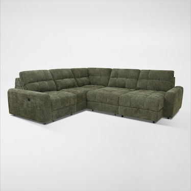 Grayson 5-Piece Power Extendable Sectional with Chaise - Green