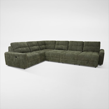 Grayson 6-Piece Power Extendable Sectional with Chaise and Console - Green