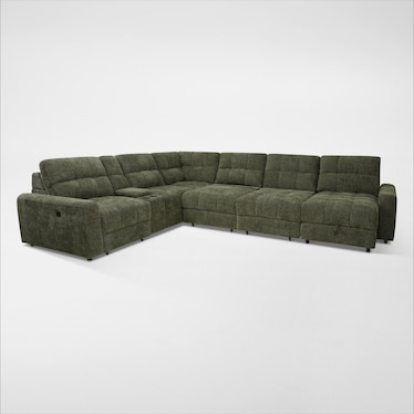 Grayson 7-Piece Power Extendable Sectional with Chaise and Console - Green