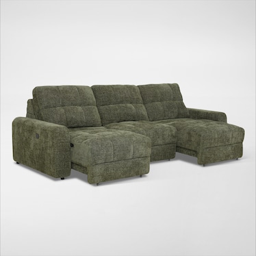 Grayson 3-Piece Power Extendable Sofa with Console - Green