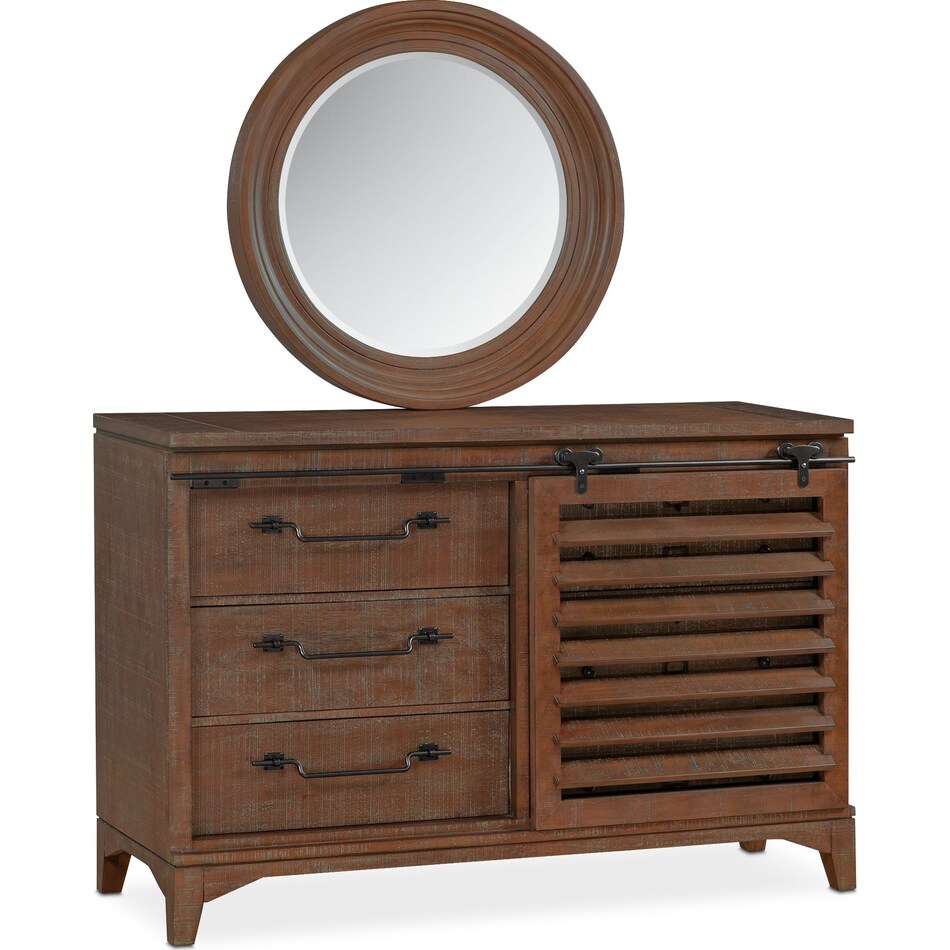 gristmill bedroom dark brown dresser & mirror   