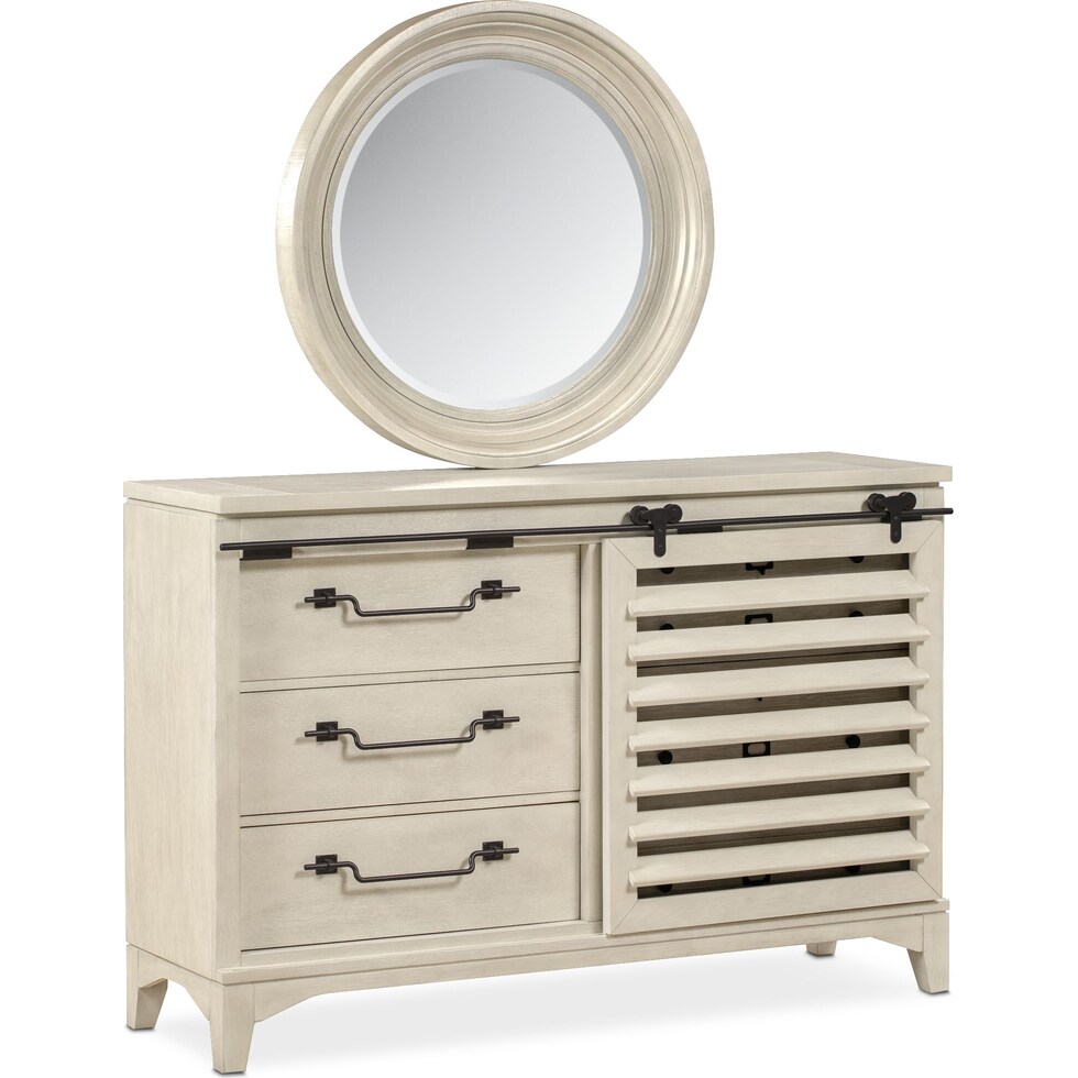 gristmill bedroom white dresser & mirror   
