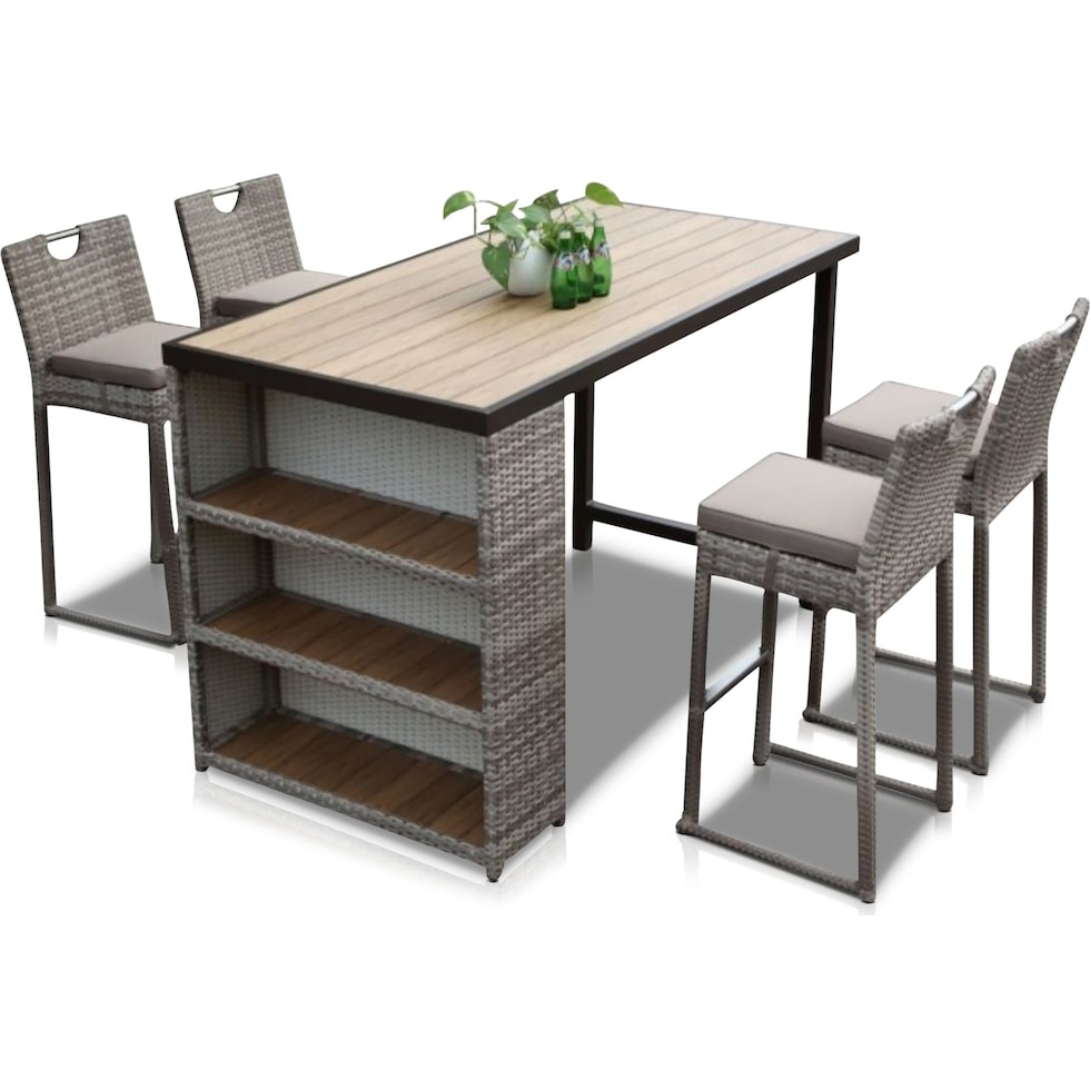 gulfport light brown outdoor bar set   