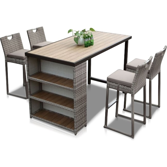 Outdoor Furniture - Gulfport Outdoor Bar and 4 Stools