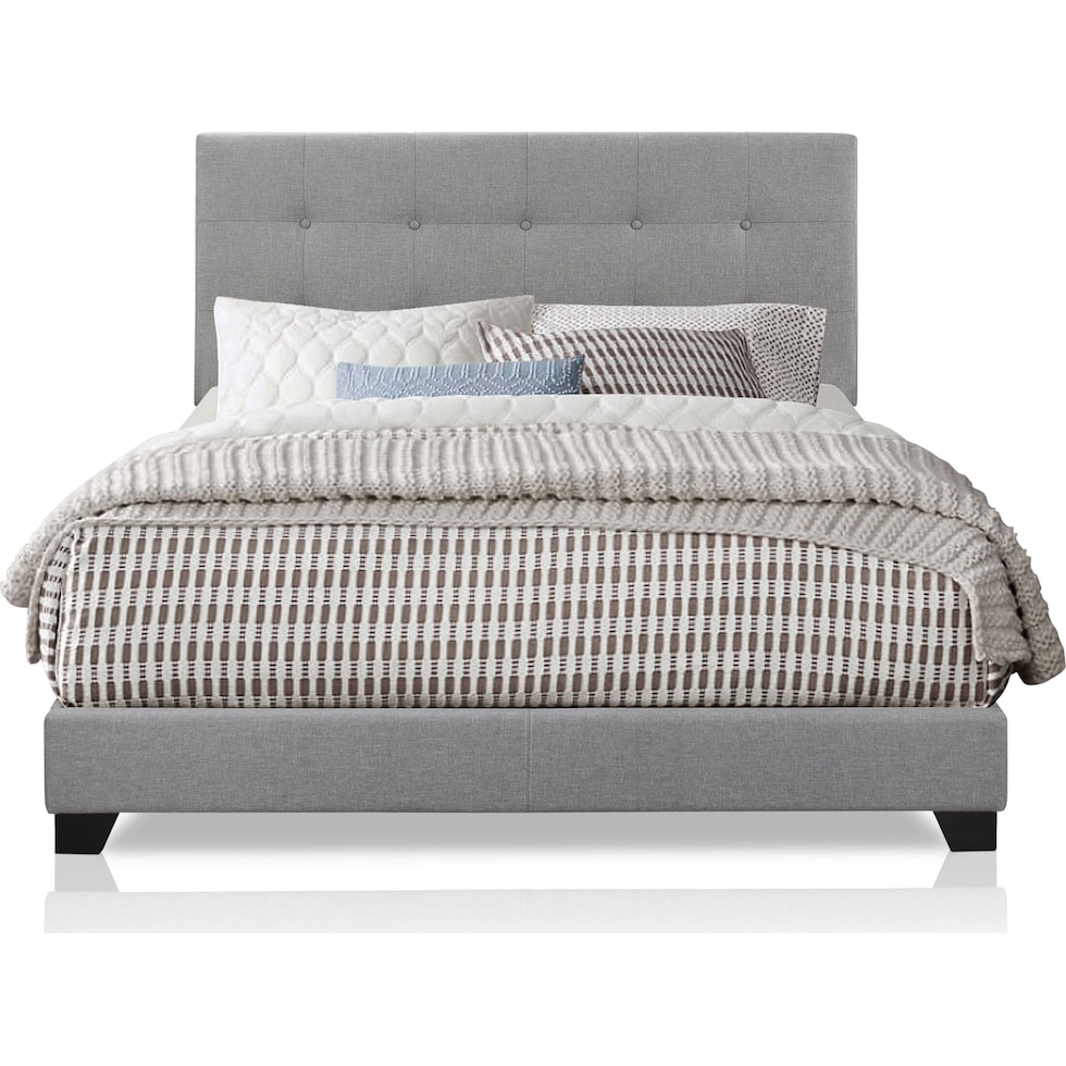 hadley gray queen upholstered bed   