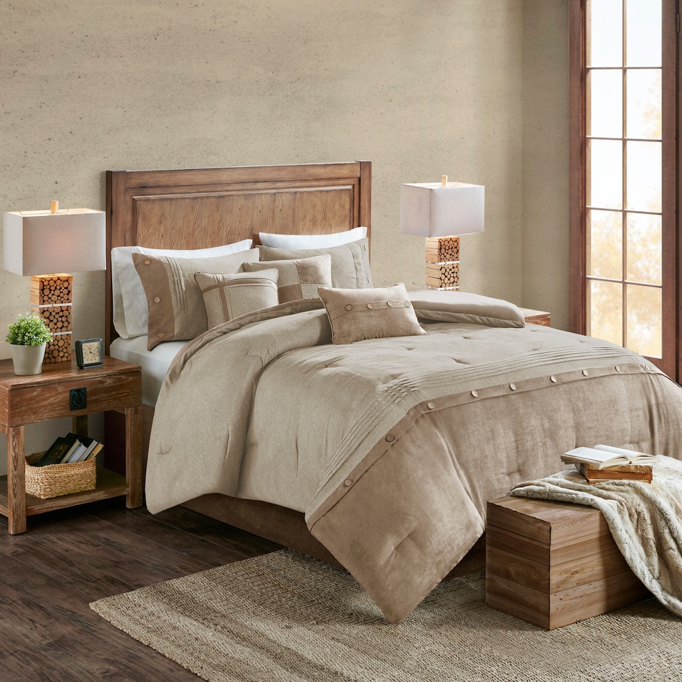 haisley light brown california king bedding set   