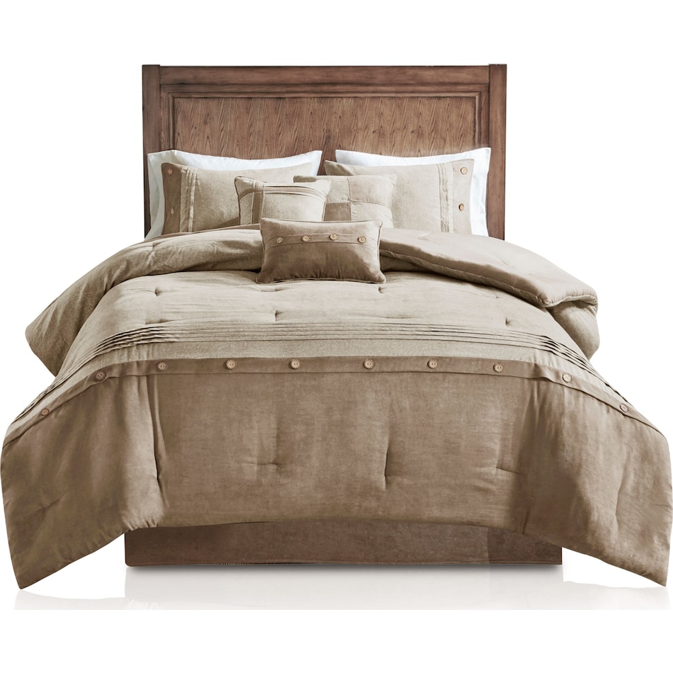haisley light brown california king bedding set   