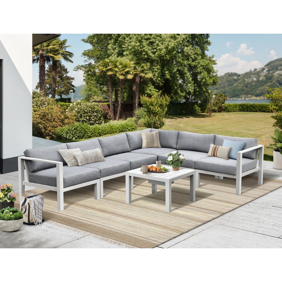 halifax white outdoor sectional set   