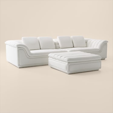 Hammock 2-Piece Media Sofa and Ottoman - White