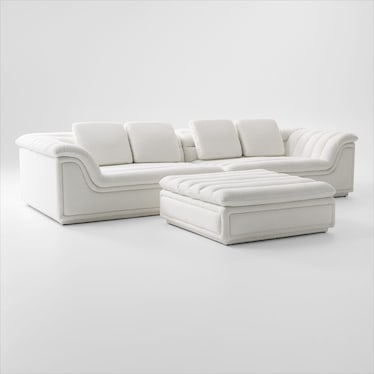 Hammock 2-Piece Media Sofa and Ottoman - White