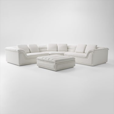 Hammock 3-Piece Sectional and Ottoman - White