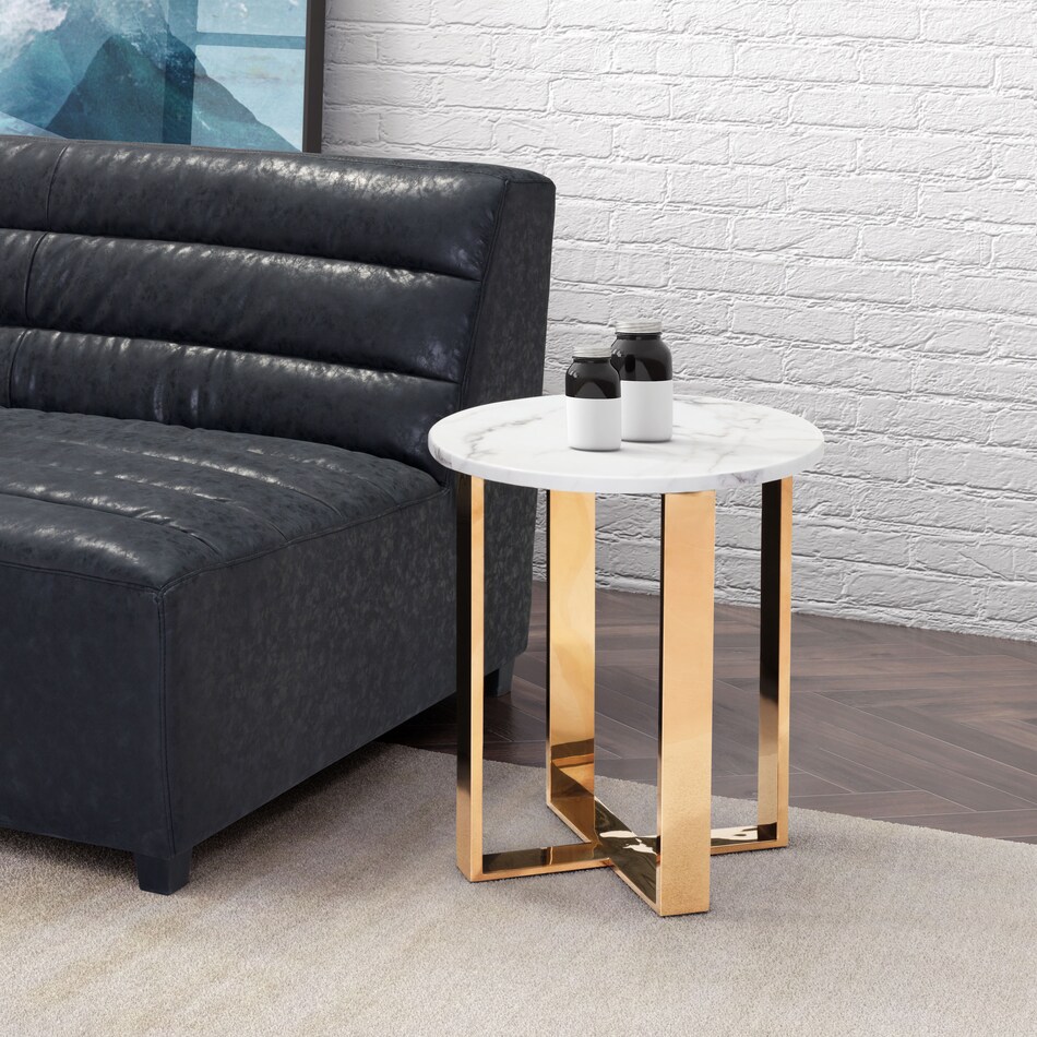 Hammy End Table White/Gold Value City Furniture