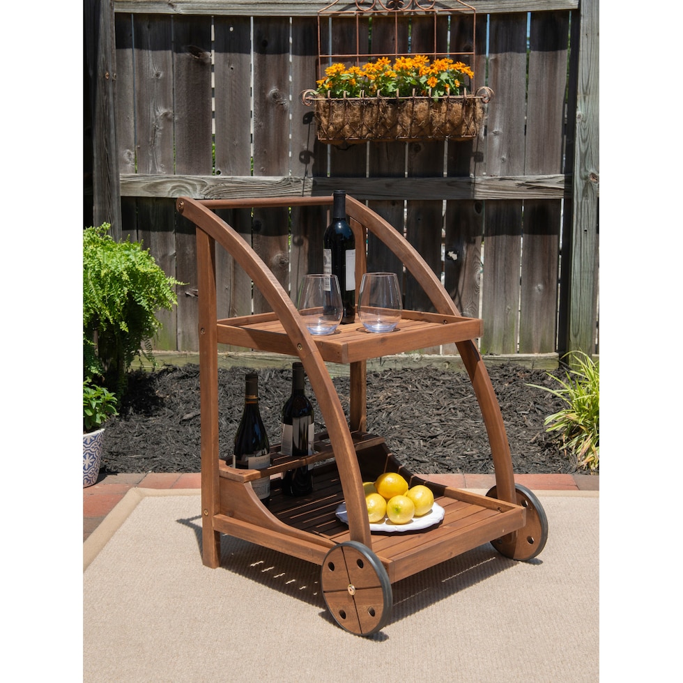 hampton beach light brown bar cart   