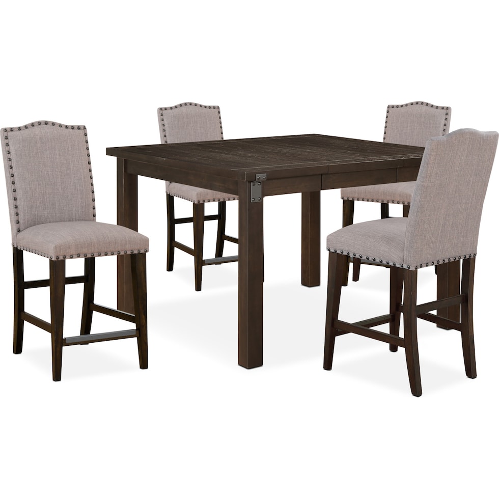 hampton dining dark brown  pc counter height dining room   
