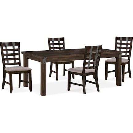 Hampton Dining Table and 4 Dining Chairs - Cocoa