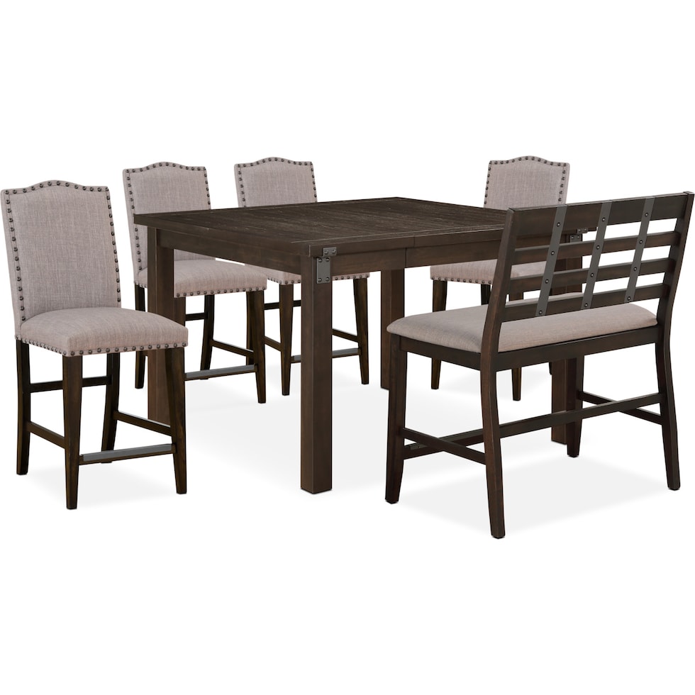 hampton dining dark brown  pc counter height dining room   