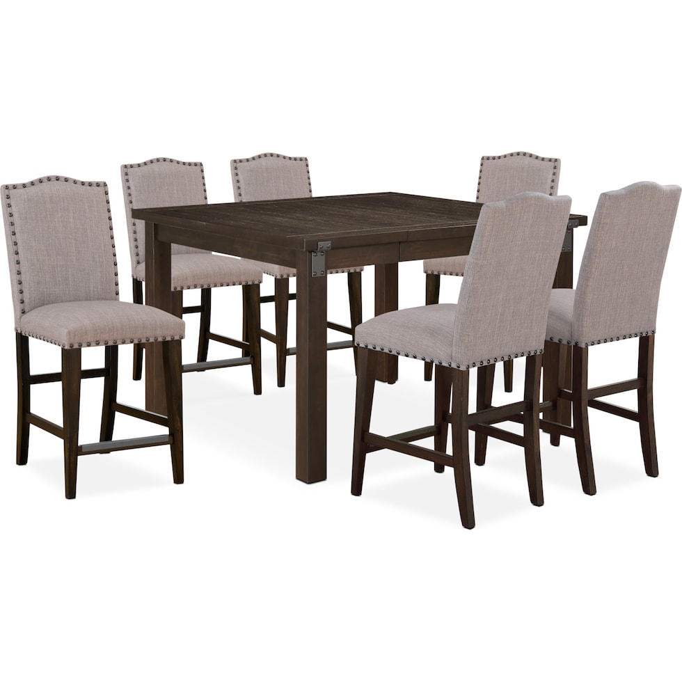 hampton dining dark brown  pc counter height dining room   
