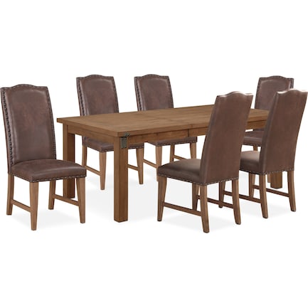 Hampton Dining Table and 6 Upholstered Dining Chairs - Sandstone