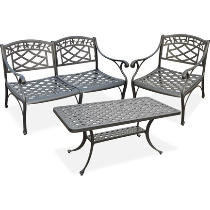 Hana Outdoor Loveseat, Chair and Coffee Table Set