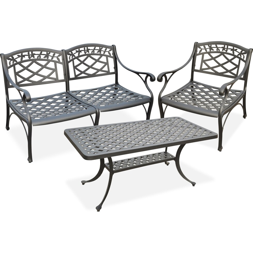 hana outdoor black outdoor loveseat set   