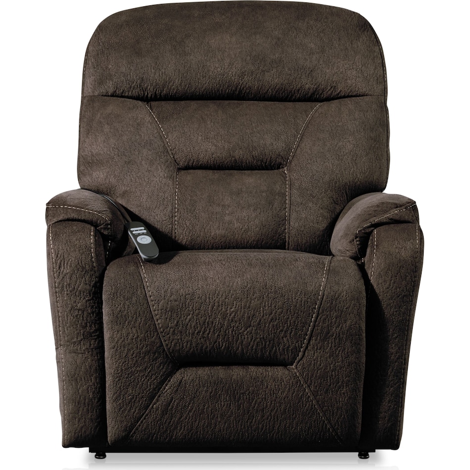 hank dark brown power lift recliner   