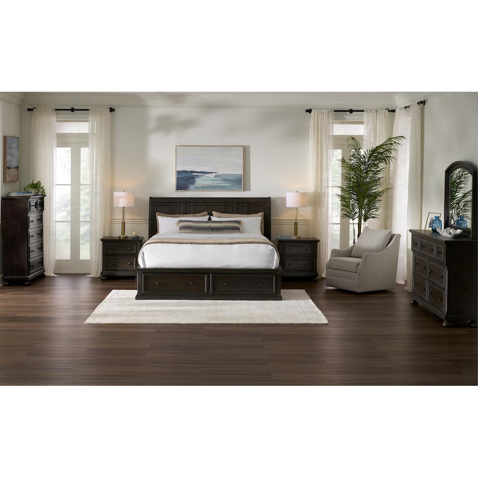 hanover bedroom dark brown  pc queen bedroom   