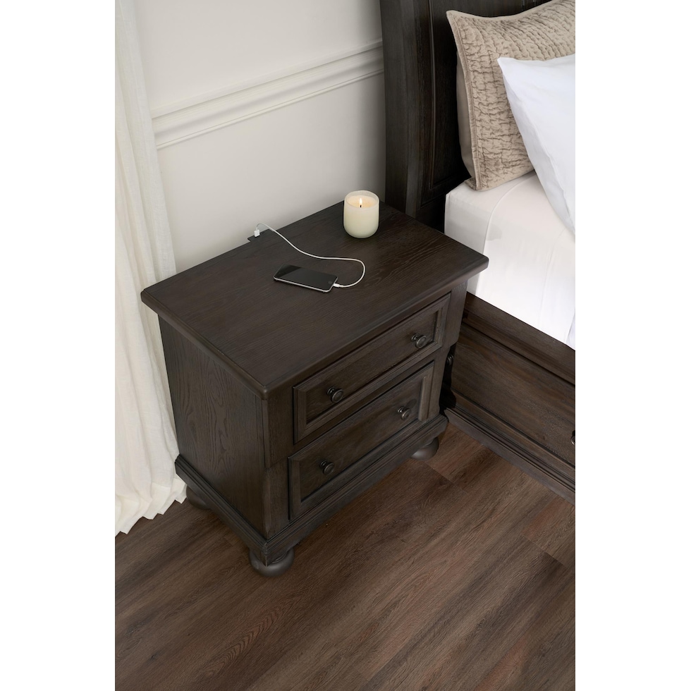 hanover bedroom dark brown nightstand   