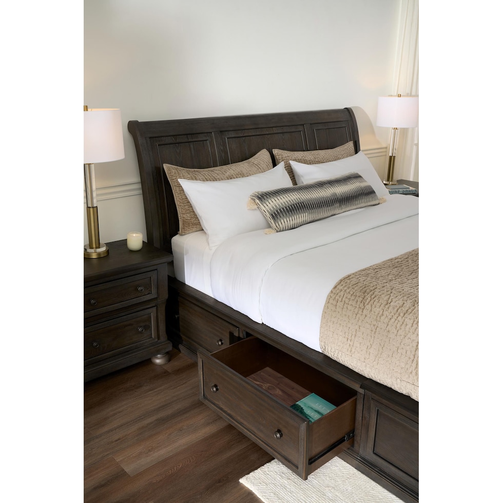 hanover bedroom dark brown queen bed   