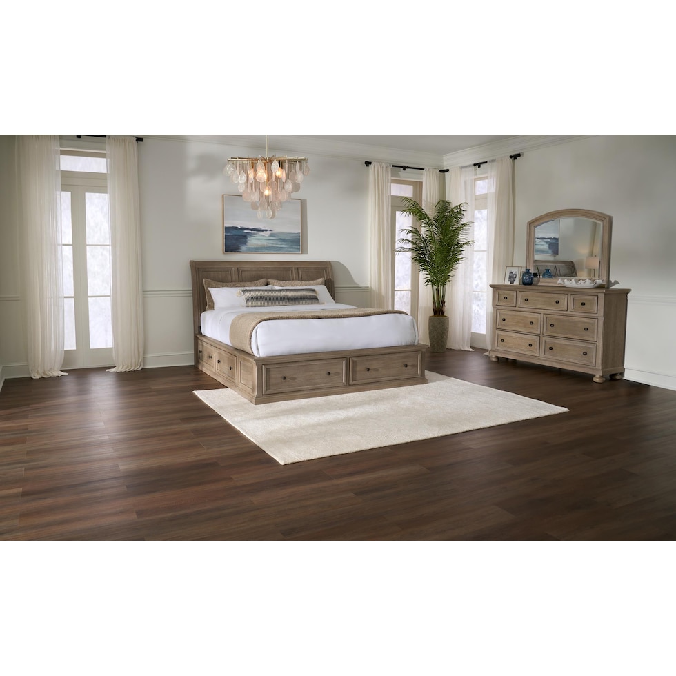 hanover bedroom light brown  pc queen bedroom   