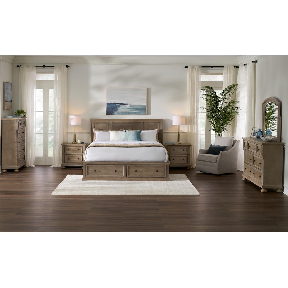 hanover bedroom light brown  pc queen bedroom   