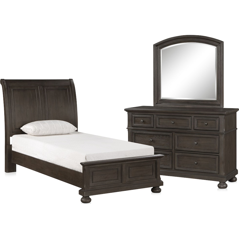 hanover youth bedroom dark brown  pc twin bedroom   