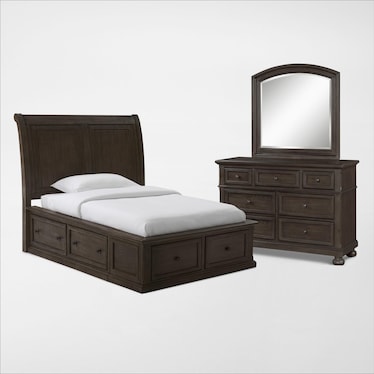 Hanover 5-Piece Youth Storage Bedroom Set with Dresser and Mirror