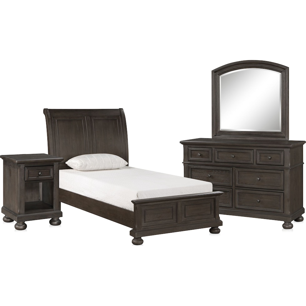 hanover youth bedroom dark brown  pc twin bedroom   