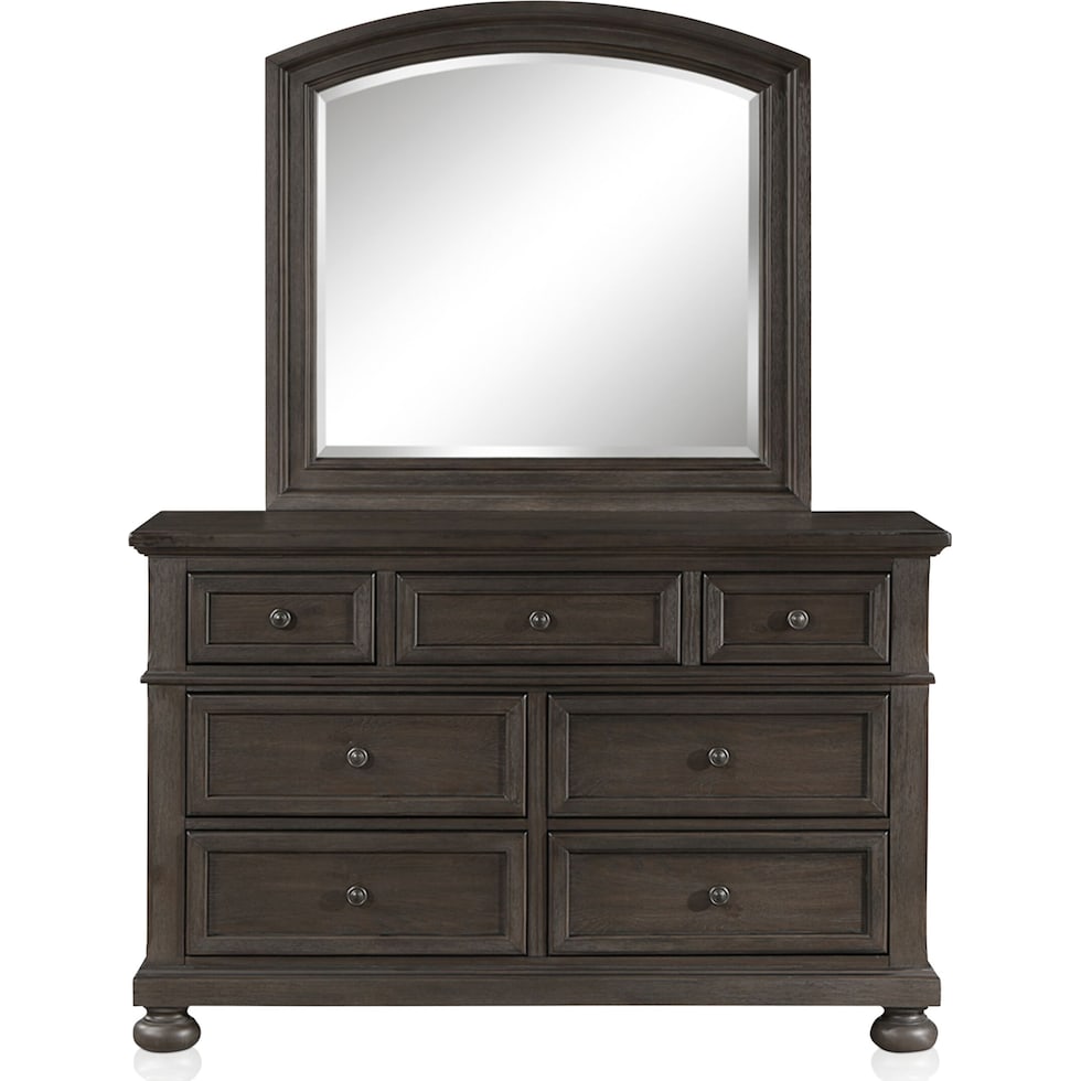 hanover youth bedroom dark brown dresser and mirror   