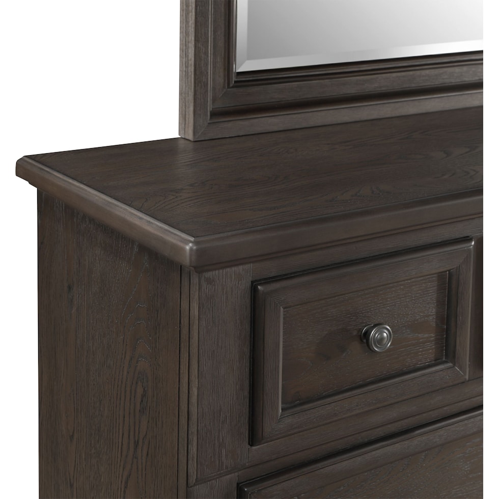 hanover youth bedroom dark brown dresser and mirror   