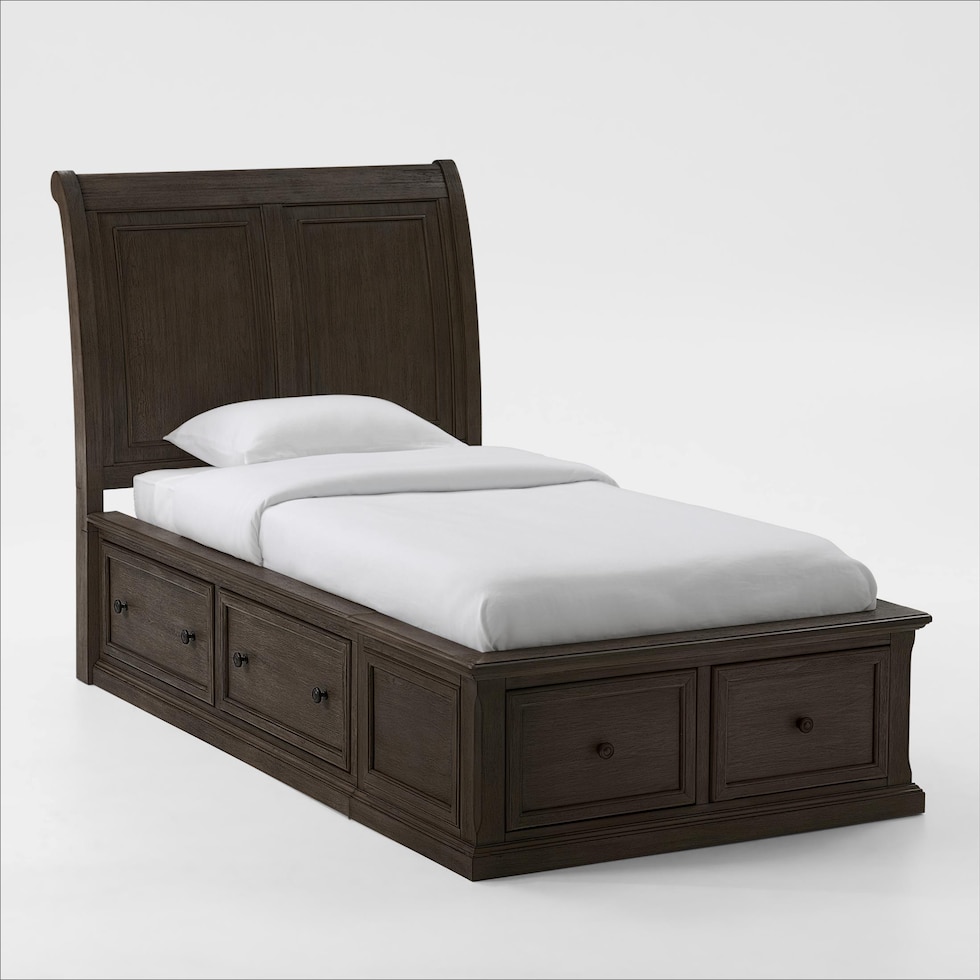 hanover youth bedroom dark brown twin bed   