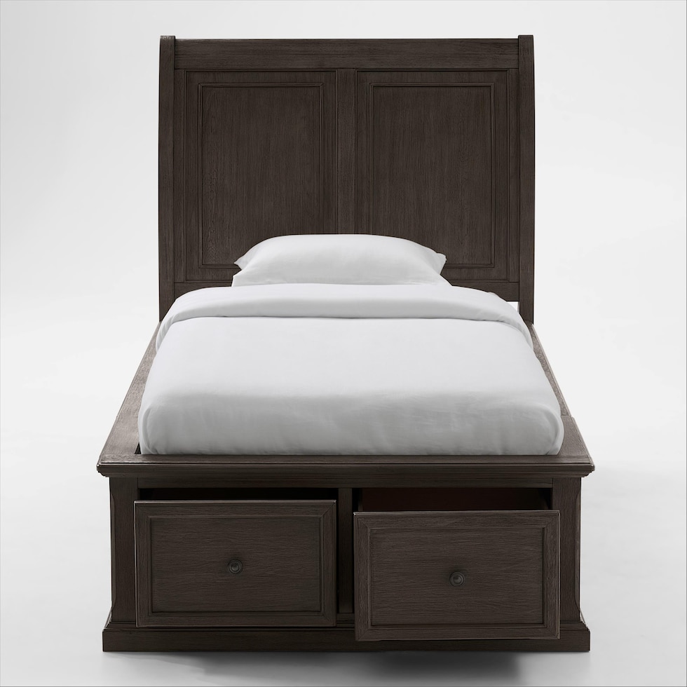 hanover youth bedroom dark brown twin bed   