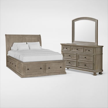 Hanover 5-Piece Storage Bedroom Set with Dresser and Mirror